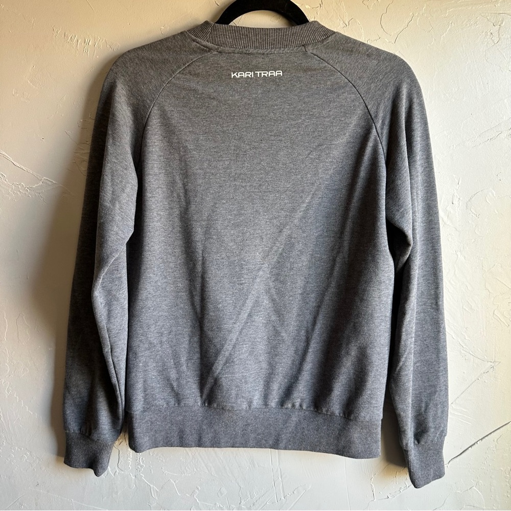 Kari Traa Gray Raglan Sleeve Crew Neck Sweatshirt Pullover Activewear Athleisure - Picture 2 of 13